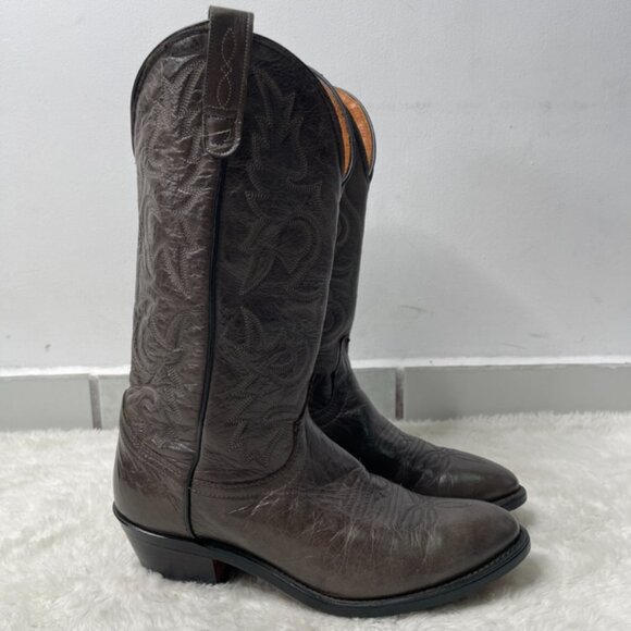 J Chisholm Men's Western Boots Leather US 9 D Gray Brown Cowboy Boots - Picture 2 of 14